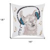 HomeRoots 18" Teal and White Llama Cotton Throw Pillow - 3 of 4
