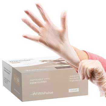FifthPulse Disposable Vinyl Exam Gloves, Clear, Box of 50 - Powder-Free, Latex-Free, 3-Mil Thickness
