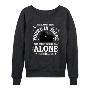 Women's - Home Alone - We Know Youre In There Lightweight French Terry Wide Neck Long Sleeve Shirt - 1 of 4