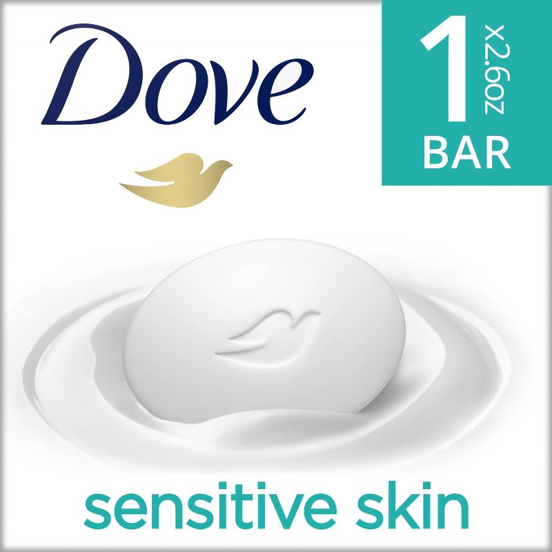 Dove Beauty Sensitive Skin Bar Soap - Unscented - Trial Size- 2.6oz, 1 of 13