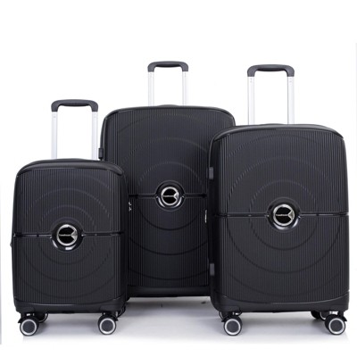 SEVOBAL Luggage 3 Piece Set Expandable Hardshell Suitcase with Double Spinner Wheels for Travel, Black, 19.88"*12.2"*29.72"