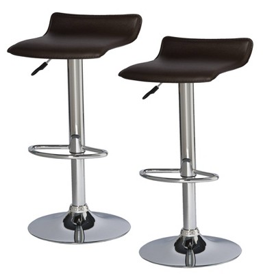 Set of 2 Adjustable Height Swivel Barstools Brown - Leick Home