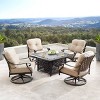 Oakland Living 5pc Deep Seating Swivel Aluminum Outdoor Patio Fire Pit Dining Set Copper: 42" Square Table, 4 Rocking Chairs - 2 of 4