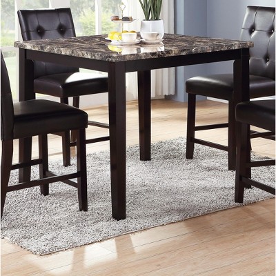 Sapphtopaz Dining Table Kitchen Table Transitional Simple Style Brown Faux Marble Table Top Black Metal Finish Frame for Kitchen, Dining Room