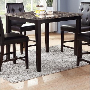 Sapphtopaz Dining Table Kitchen Table Transitional Simple Style Brown Faux Marble Table Top Black Metal Finish Frame for Kitchen, Dining Room - 1 of 4