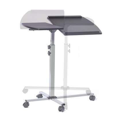 Graphite Adjustable Height Rolling Laptop Cart with Wood Top