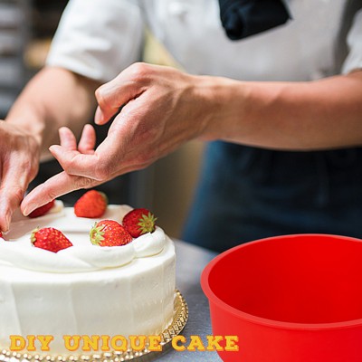 2 sets of round silicone cake molds - non stick, quick release - for layered cakes, cheesecakes, and rainbow cakes