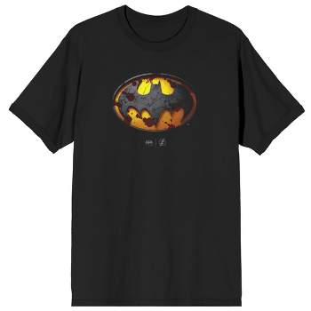 The Flash Movie Splattered Batman Logo Crew Neck Short Sleeve Black Men's T-shirt