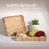 BRINJOY 2-Piece Water Hyacinth Tray Set - Handwoven Scalloped Edge Trays with Handles (17" & 15.5" Rectangular Storage Baskets) - 2 of 4