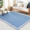 Indoor Modern Washable Area Rugs with Scalloped Print, Ultra Thin Non Slip Throw Carpet for Bedroom Living Room - 2 of 4