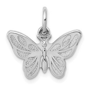 Black Bow Jewelry 14k White Gold Textured and Polished Butterfly Pendant, 17mm - 1 of 4