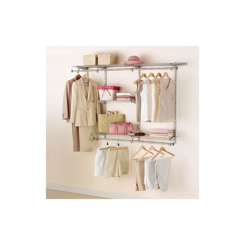 Rubbermaid Configurations 3-6 Feet Expandable Hanging and Shelf Space Custom DIY Closet Organizer Kit, Titanium (2 Pack), 3 of 4