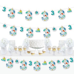 Big Dot of Happiness 3rd Birthday Roar Dinosaur - Three Rex Dino Third Birthday Party DIY Decorations - Clothespin Garland Banner - 44 Pieces - 1 of 4