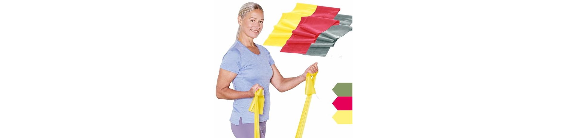 THERABAND Resistance Band Set, 5 FT, Beginner, Yellow/Red/Green, 3 Pack, Fitness