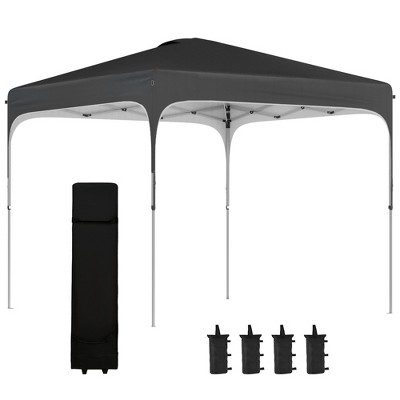 Outsunny 8' x 8' Pop Up Canopy, Foldable Gazebo Tent with Carry Bag with Wheels and 4 Leg Weight Bags for Outdoor Garden Patio Party
