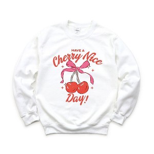 Simply Sage Market Women's Graphic Sweatshirt Coquette Cherry Nice Day - 1 of 3