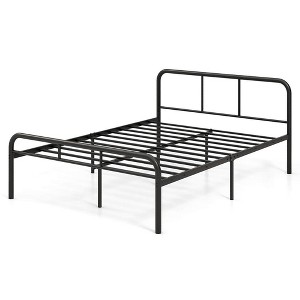 Tangkula Full Size Bed Frame Metal Platform Bed Base w/ Headboard & Footboard Black - 1 of 4