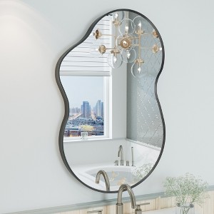 Apmir Irregular High-Strength Tempered Glass and Aluminum Alloy Framed French Cleat Mounted Wall Decor Bathroom Vanity Mirror - 1 of 4