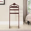 Proman Windsor Signature Valet Stand with Tray, Hanger, Trouser Bar & Tie Rack – Dark Mahogany, 13.5" W x 16.5" D x 45" H - 2 of 4