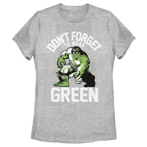 Women's Marvel St. Patrick's Day Hulk Wears Green T-Shirt - 1 of 4