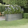 vidaXL Oval Steel Garden Raised Bed, Powder-Coated, Rust-Resistant, Spacious Design for Planting, 88.2"x31.5"x26.8", Silver - 2 of 4