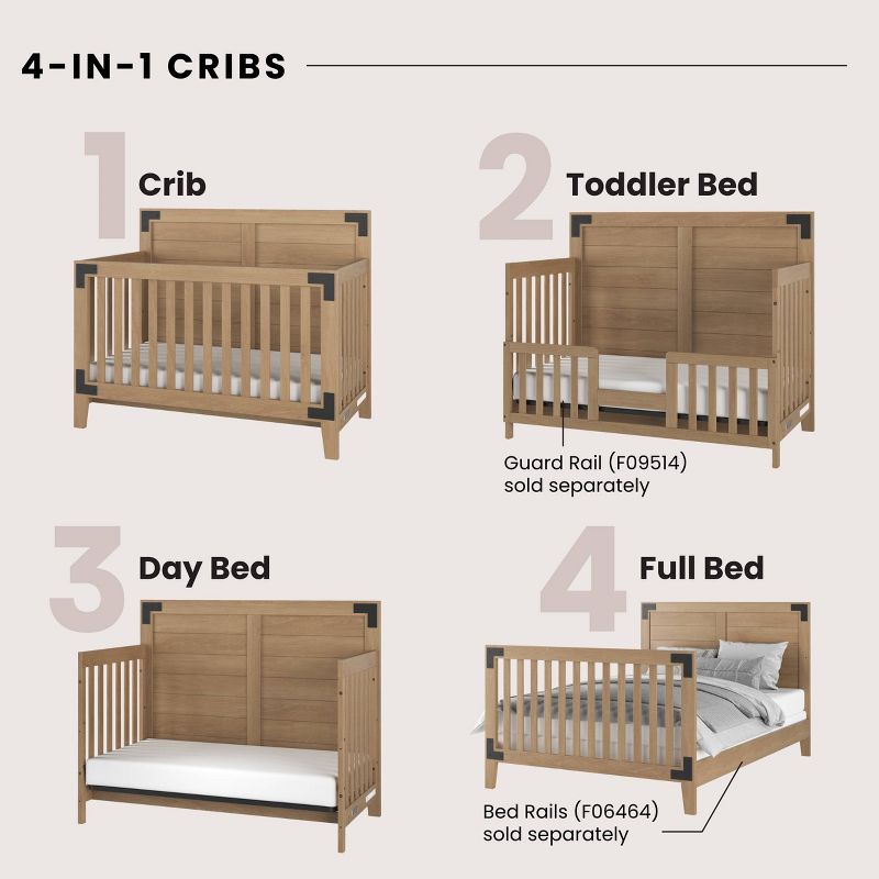Child Craft Lucas 4-in-1 Convertible Crib - Nutmeg, 4 of 8