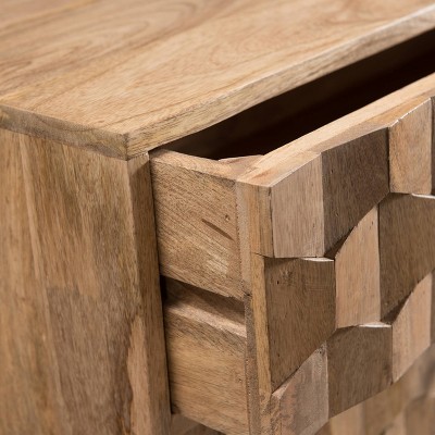 Poppy Mid-Century Mango Wood 3-Drawer Chest with 3D Weave