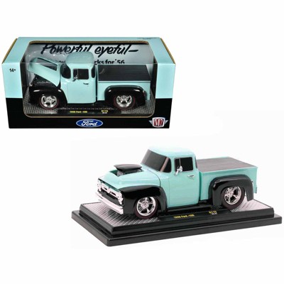 1956 Ford F-100 Pickup Truck Light Blue and Black Limited Edition to 6250  pieces Worldwide 1/24 Diecast Model Car by M2 Machines