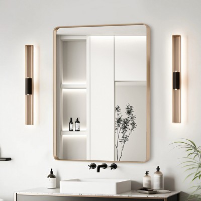 GlasFlength Decorative Wall Mirrors Rectangular Accent Mirror Wall Mirror Polished Mirror Decorative Mirror for Living Room, Gold, 24"*32"*32"