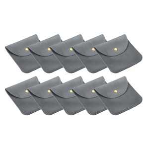 Unique Bargains Portable  Velvet Snap Button Soft Storage Jewelry Pouches 10 Pcs - 1 of 4