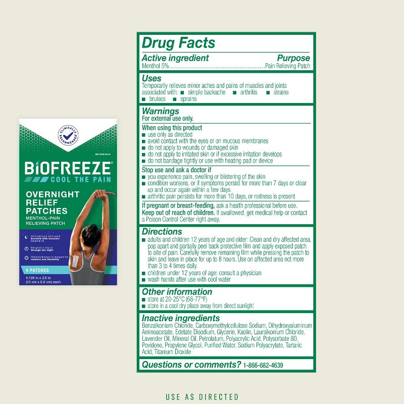 Biofreeze Overnight Joint and Muscle Pain Relief Patches - 4ct, 2 of 7