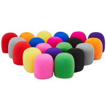 Stockroom Plus 20 Pack Microphone Foam Covers, Reusable Handheld Mic Windscreen Muffs Accessories, 3x2.25 in, 10 Colors