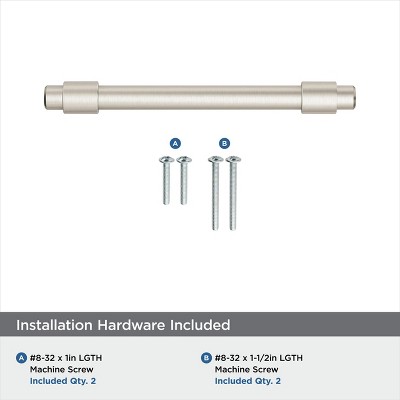 Satin Nickel Brushed Modern Cabinet Bar Pull with Mounting Hardware