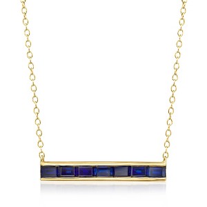 Pure Collection by Ross-Simons 1.90 ct. t.w. Lab-Grown Sapphire Bar Necklace in 18kt Gold Vermeil Size 16 - 1 of 4