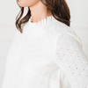Women's  Organic Ruffle Neck Eyelet Top, Adult - 2 of 4
