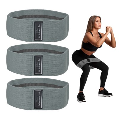 Unique Bargains Elastic Fabric Non-Slip Workout Loops Leg Booty Resistance Bands 3 Pcs