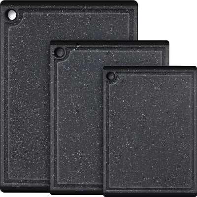 LunaLulinlk 3-Piece Plastic Large Cutting Boards Set for Kitchen, Chopping Board with Non-slip Feet and Juice Grooves