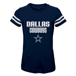 NFL Dallas Cowboy Girls' Stripe Sleeve Fashion T-Shirt - 1 of 1