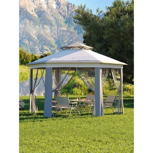 WhizMax Pop Up Adjustable Hexagonal Instant Outdoor Waterproof Gazebo Tent with Mosquito Netting And UV Protection Gray - 1 of 4