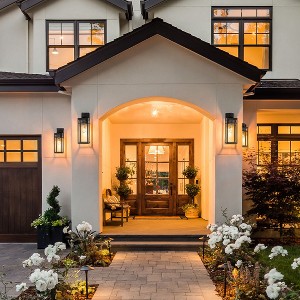 ALOADECOR 1 Light Black Dusk to Dawn Sensor Outdoor Wall Lantern Coach Sconces Light with Clear Glass and built-in GFCI Outlets (2 Pack) - 1 of 4