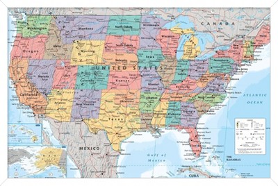 Trends International Usa Map 2023 Framed Wall Poster Prints White ...