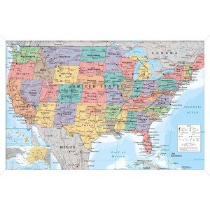 Trends International USA Map 2023 Framed Wall Poster Prints - 1 of 4