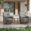 ALAULM 3 Pieces Patio Swivel Rocker Wicker Chairs-Outdoor Swivel Rocking Chairs with 1 Rattan Coffee Table - 4 of 4