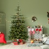 Tangkula 7 FT Pre-lit Artificial Xmas Tree Hinged Christmas Tree with 1303 PE PVC Branch Tips 500 Warm White LED Lights & Folding Metal Stand - 2 of 4