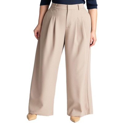 ELOQUII Women's Plus Size The Fluid Crepe Wide Leg Pant