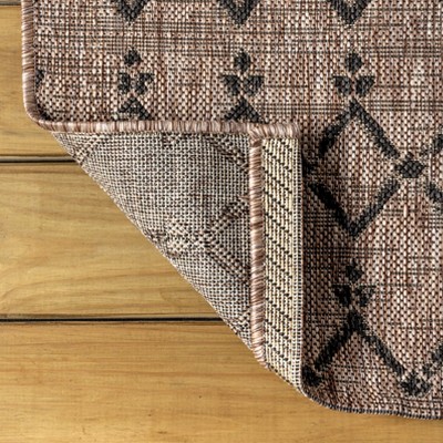 Natural Black Geometric Flatweave Indoor Outdoor Rug 4' x 6'