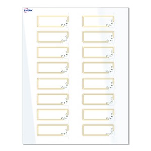 Avery Labels, 1" x 2-5/8", Glossy White, Double Gold Border w/ Florals, 160ct - 1 of 4