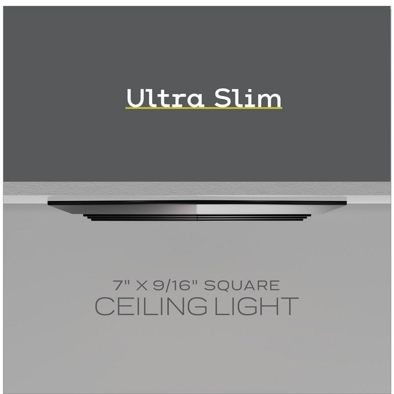 Next Glow Ultra Slim 7" LED Ceiling Light Fixture, 3000K Square, Flush Mount Light, 3 of 10