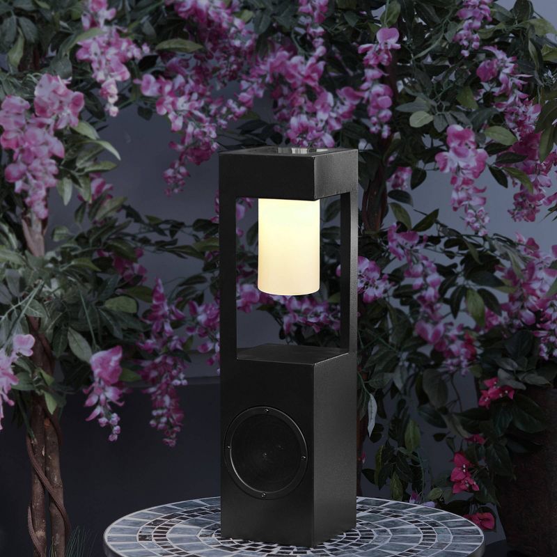 Outdoor Metal Lantern with LED Light and Bluetooth Speaker Black - Alpine Corporation, 3 of 9