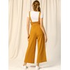 Allegra K Women's High Waist Wide Leg Belted Button Long Overalls Jumpsuit - 4 of 4